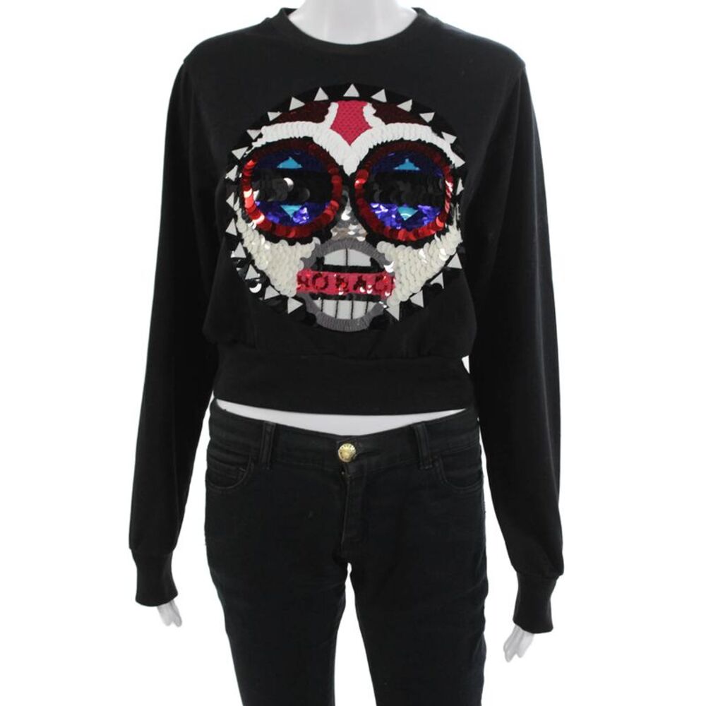 No Ka Oi Womens Pullover Sweatshirt Black Skull Cotton Size 00